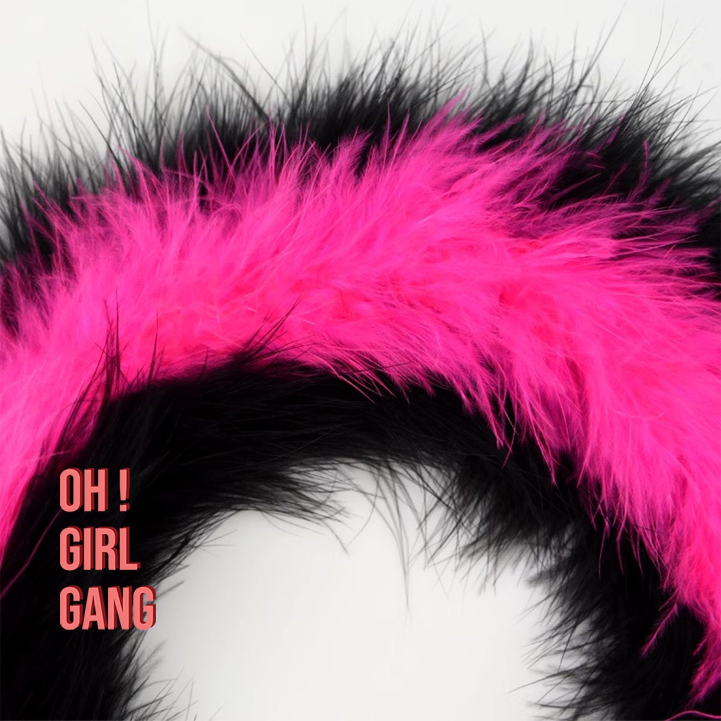 Schokkend Roze & Zwarte Tweekleurige Hoofdband met Veren