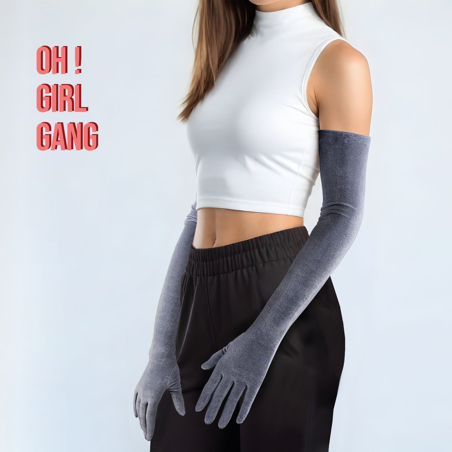 Brown Opera velvet gloves ( 70cm )