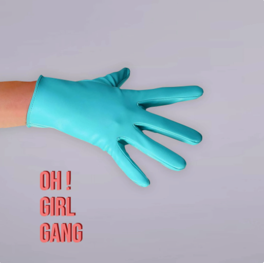 Bright Blue Wide Sleeves Faux Leather Gloves