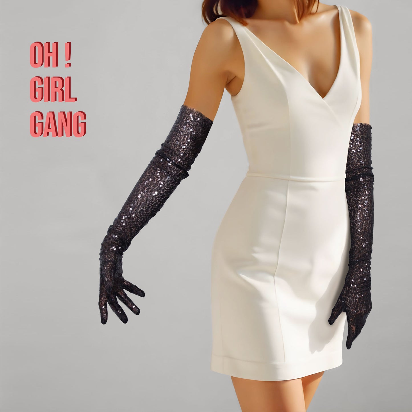 Red shinny Sequin Opera Gloves (70cm)