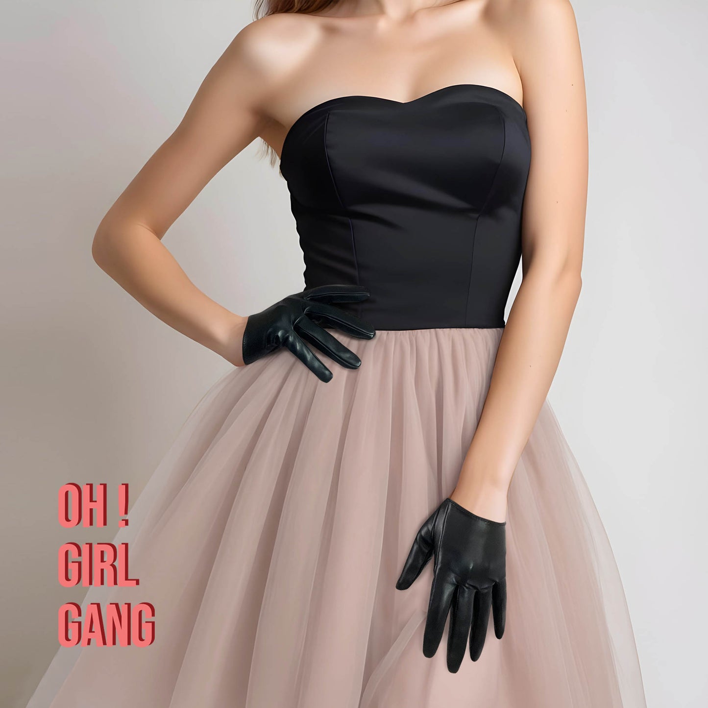 Ultrashort GENUINE LEATHER Half Palm Gloves: Red