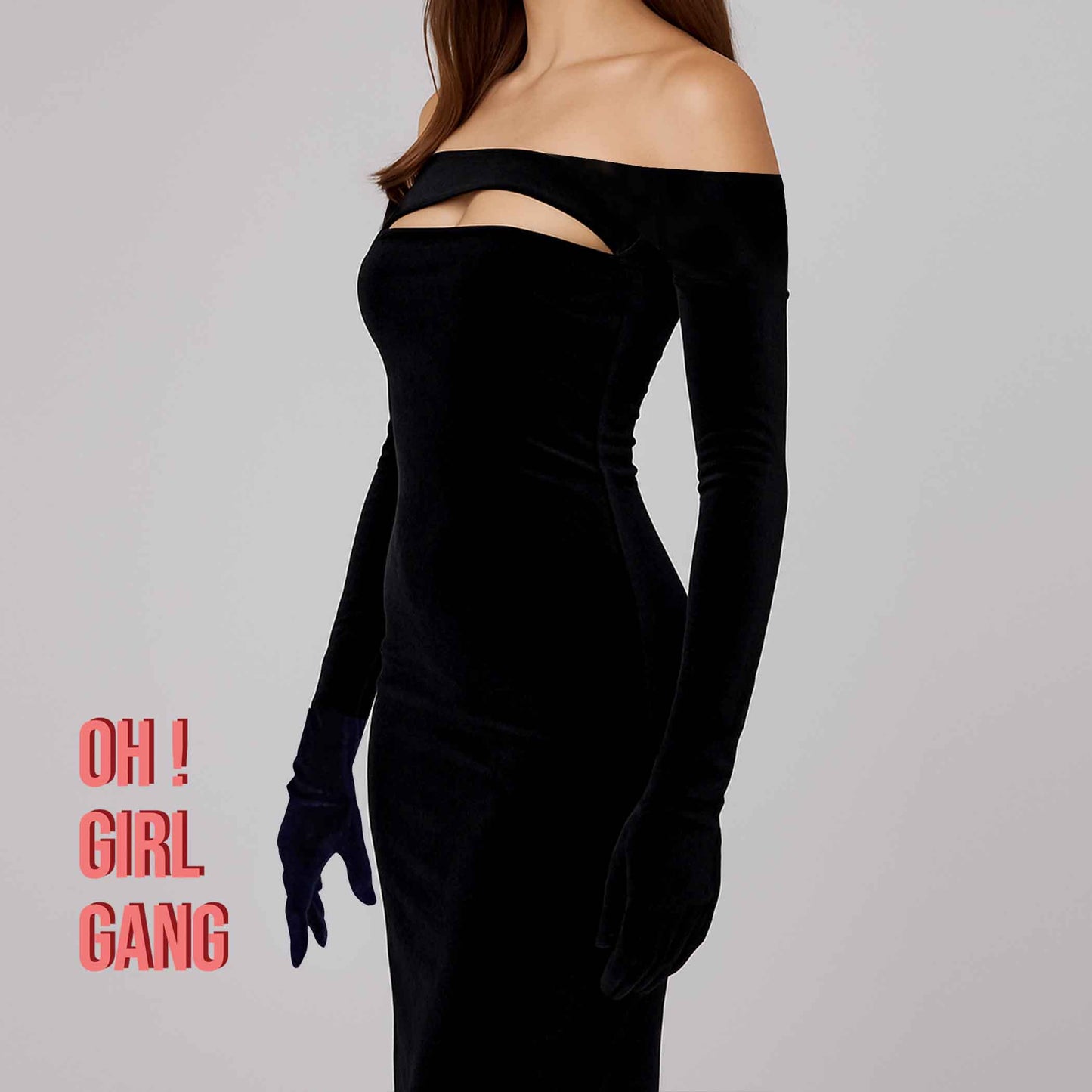 Black Velvet Shrug with Gloves