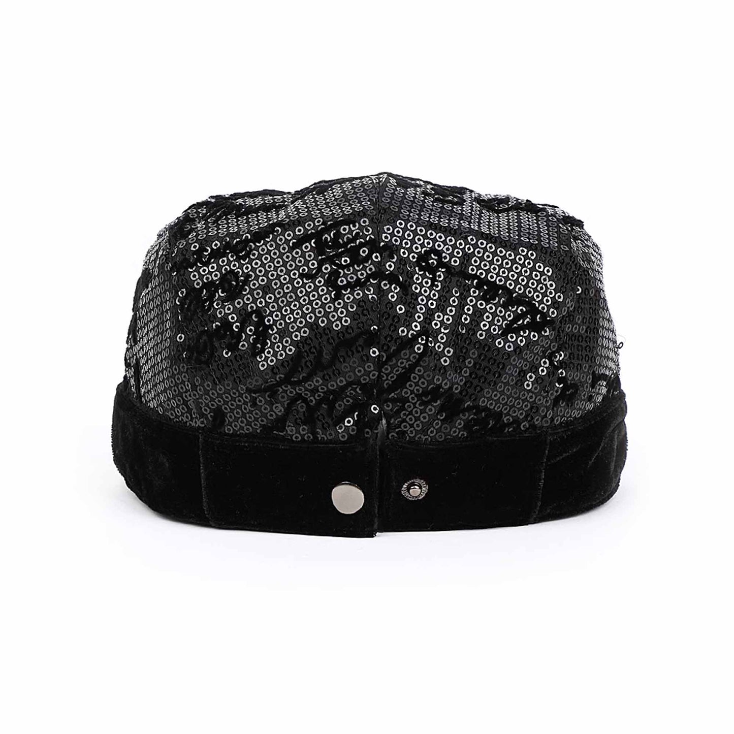 Black Sequin Flat Cap with typography, Fancy pattern sequin driver cap, newsboy cap, Silver metallic baker cap, Stage festival costume