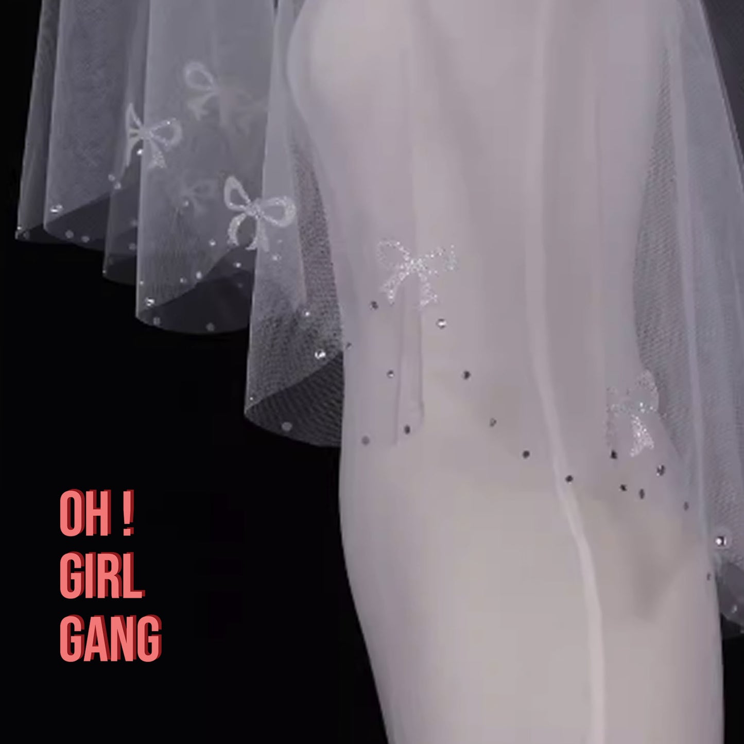 Chic Bridal Blusher Veil with Crystals and Bow