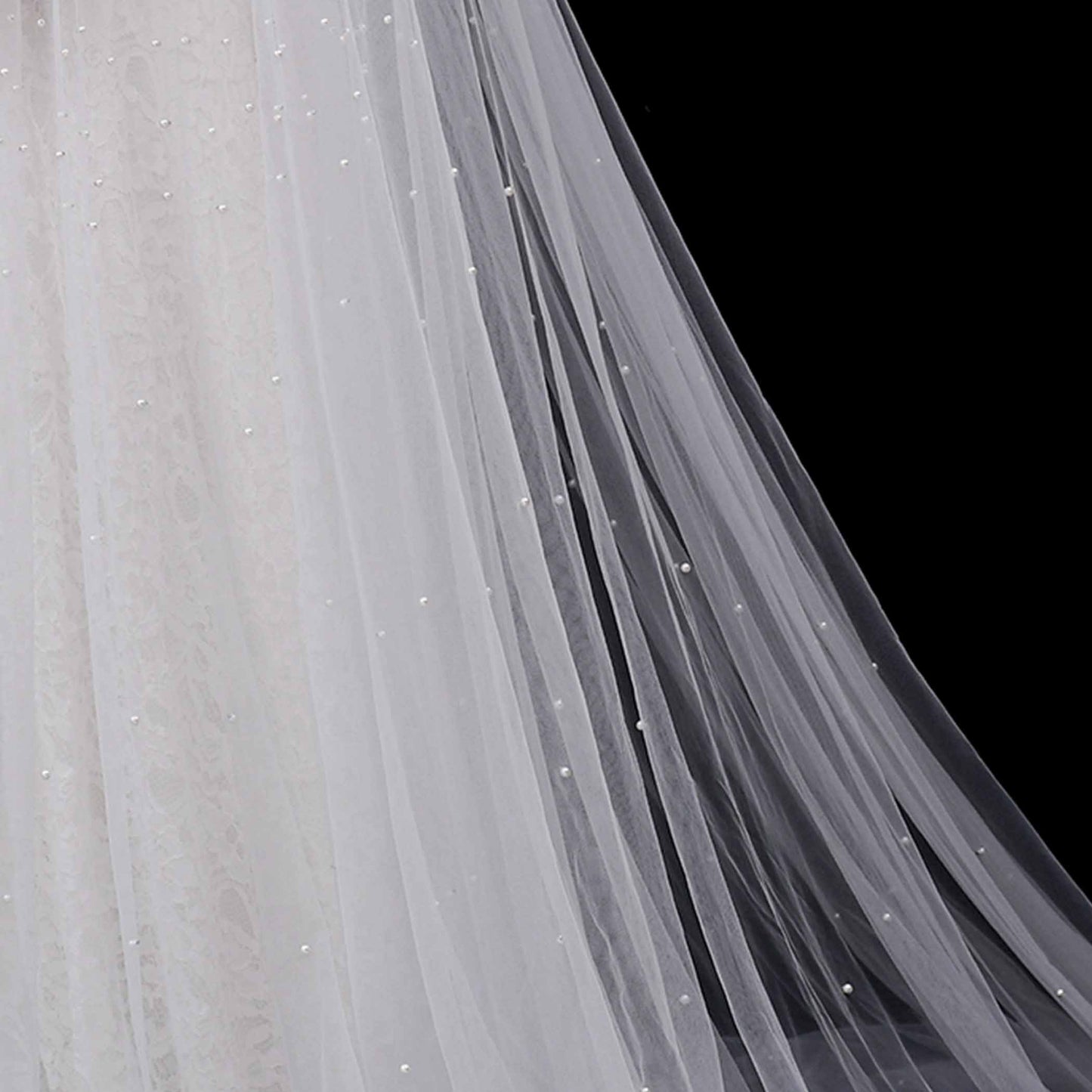 White, Ivory Pearl Bridal Cape (3 Meter Long), Cathedral Classic Bridal Long veil, Winter bridal cape. Pearly Long Veil