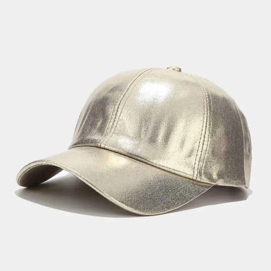 Zilverkleurige Metallic Kunstleren Baseballpet