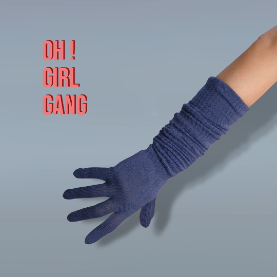 Orange Chic knitted long gloves with wool (55cm)