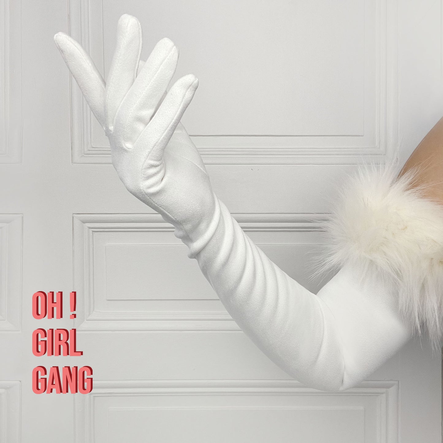 White Feather Suede Opera Gloves (65cm)
