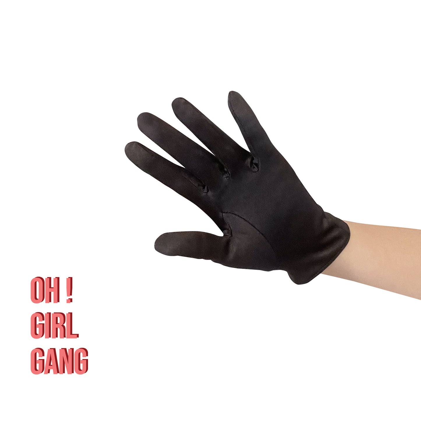 Elegant Black Satin Short Gloves (19cm)
