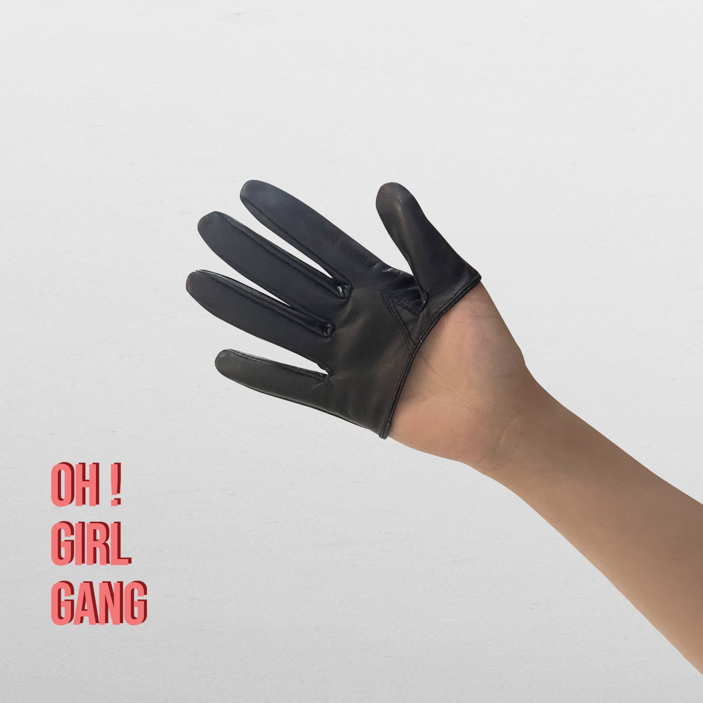 Half Palm Genuine Leather Black Short Gloves