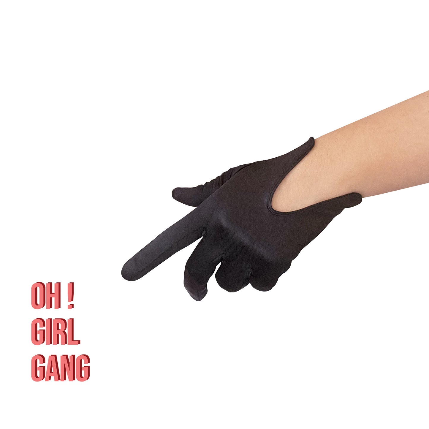 Elegant Black Satin Short Gloves (19cm)
