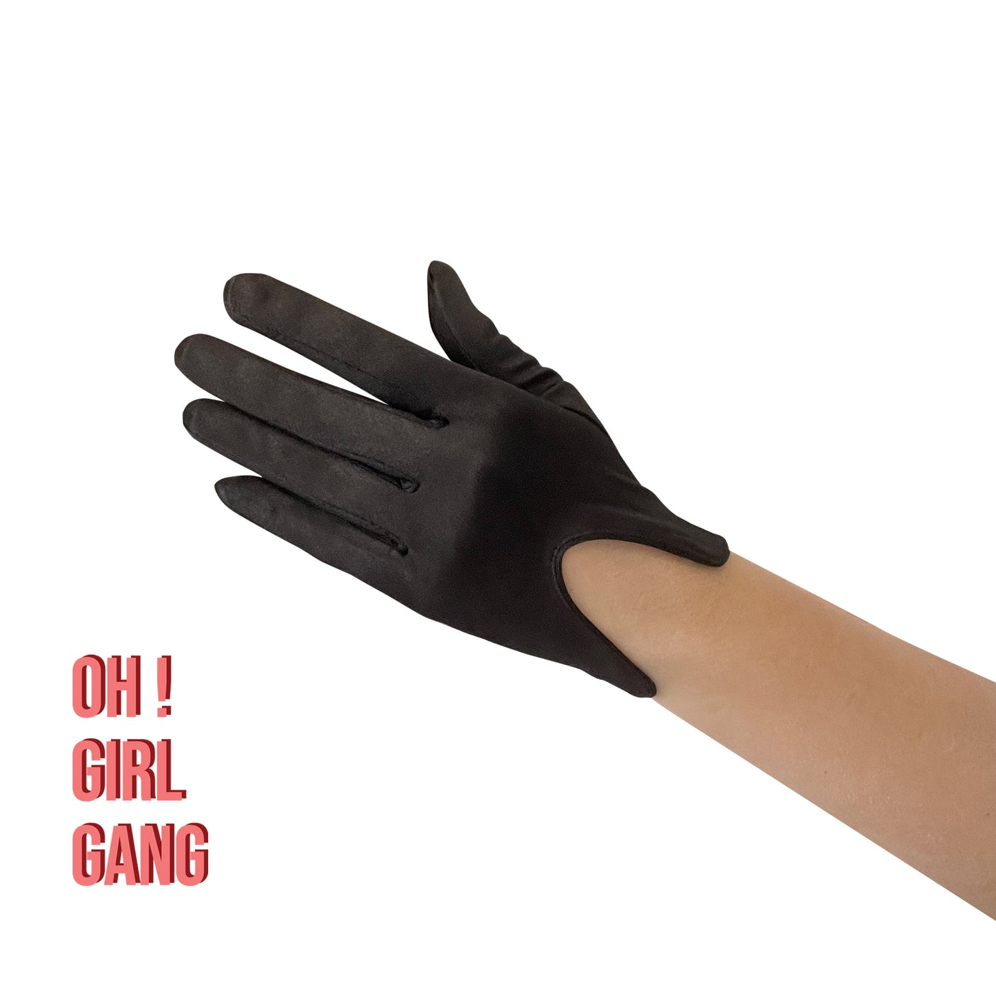 Elegant Black Satin Short Gloves (19cm)