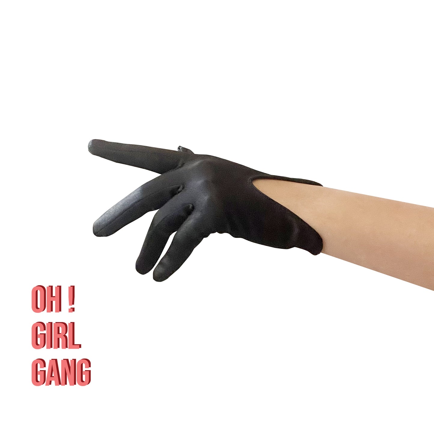 Elegant Black Satin Short Gloves (19cm)