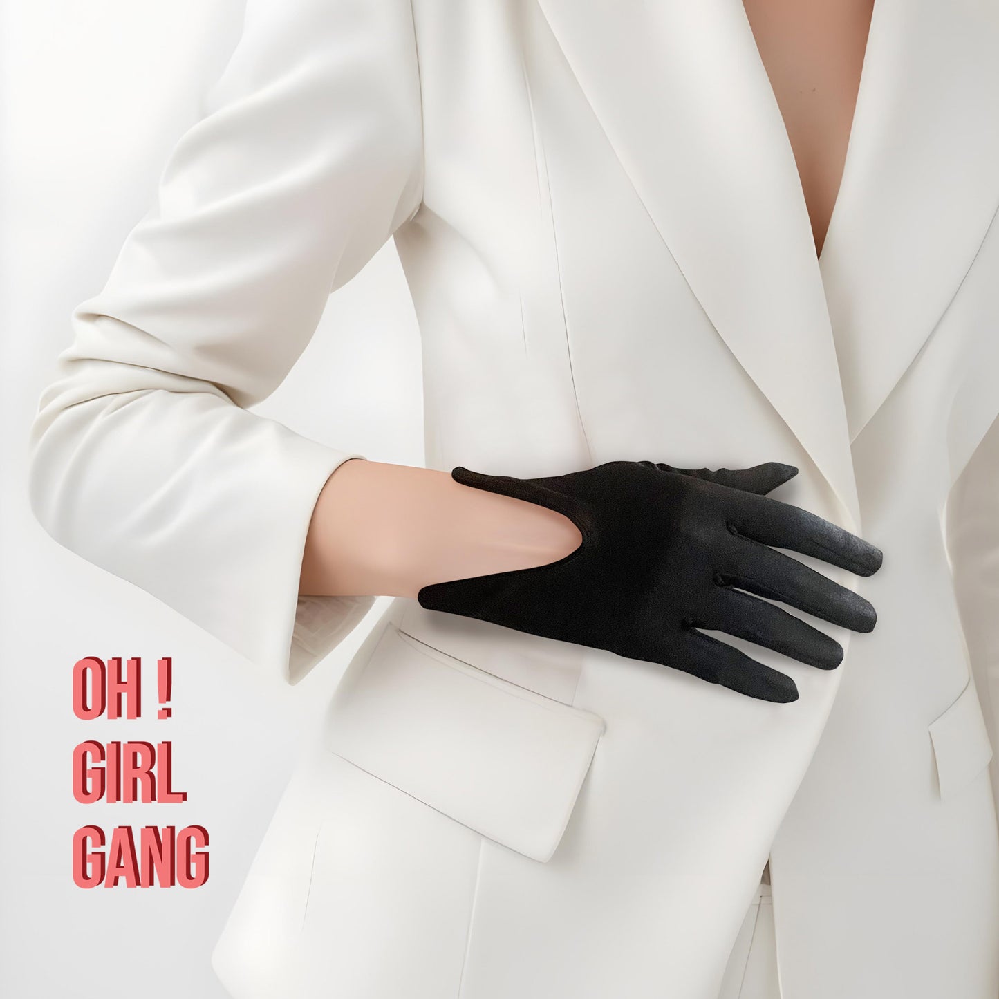 Elegant Black Satin Short Gloves (19cm)