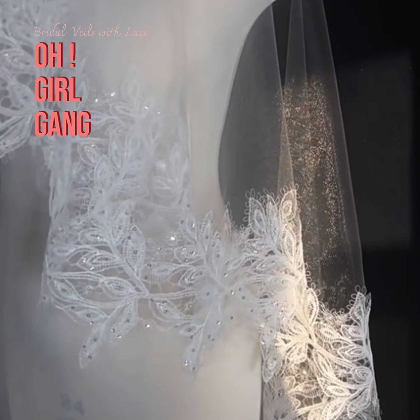 Bespoke Long Lace Bridal Veil | Romantic Sequin & Lace Edge | Handmade Wedding Veil, Sequin details | Chapel Cathedral Length Bridal Veil