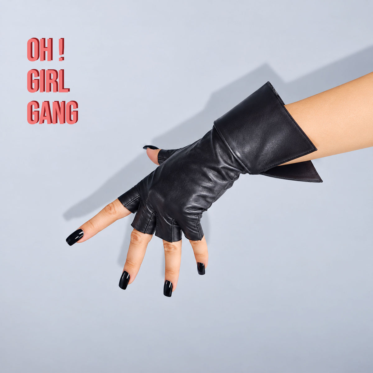 Black Genuine Leather Gloves: Touchscreen - Half-Finger / Full Finger. Christmas Gift for her, Party, Festival, Stage dancer
