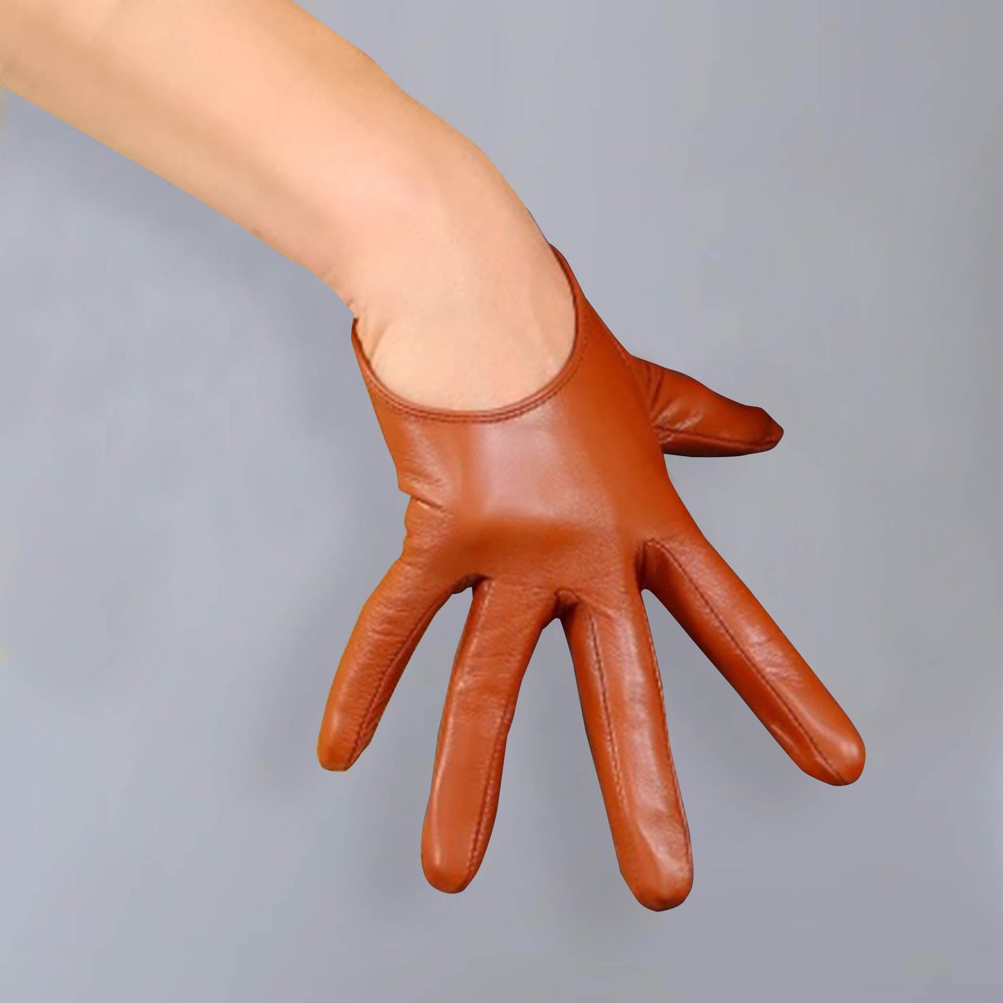 Ultrashort GENUINE LEATHER Half Palm Gloves Black Winter warm gloves, in blue, brown short Gloves, Evening Gown Gloves, Biker Gloves