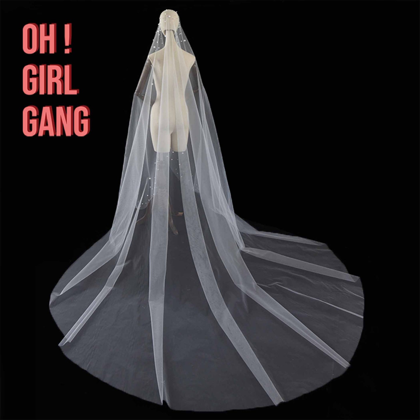 Pearl Bridal Veil with 3 lengths, 85cm, 125cm, 160cm, Blusher Veil, Elbow Length Veil, Fingertips Length Elegant Soft Veil with fine finish