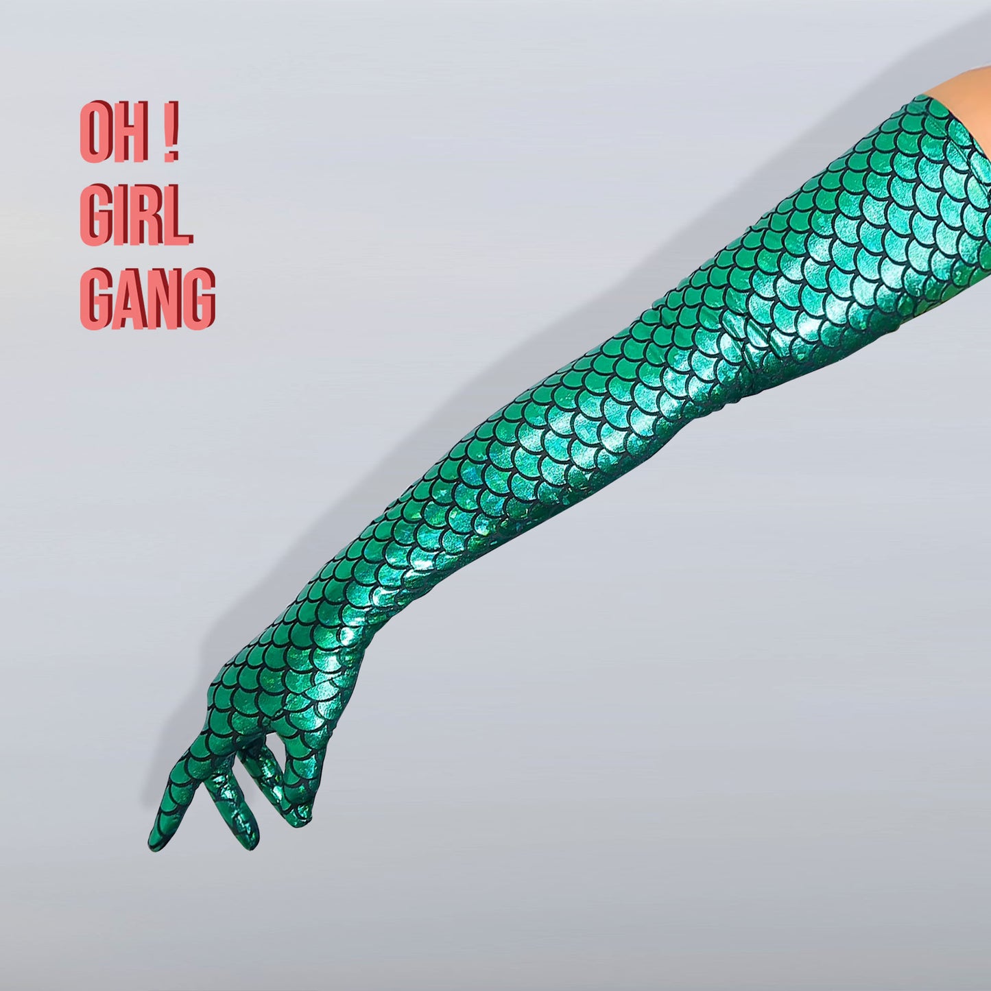 Mermaid Fish Scale Opera Gloves, Ultra Thin Satiny Stretch Mermaid Costume