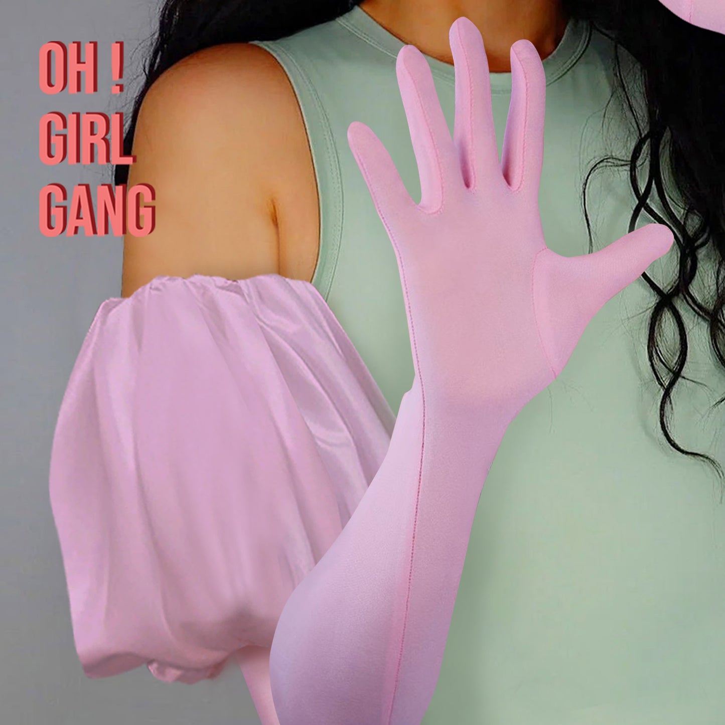 Pink Puff Opera Gloves (50 cm)