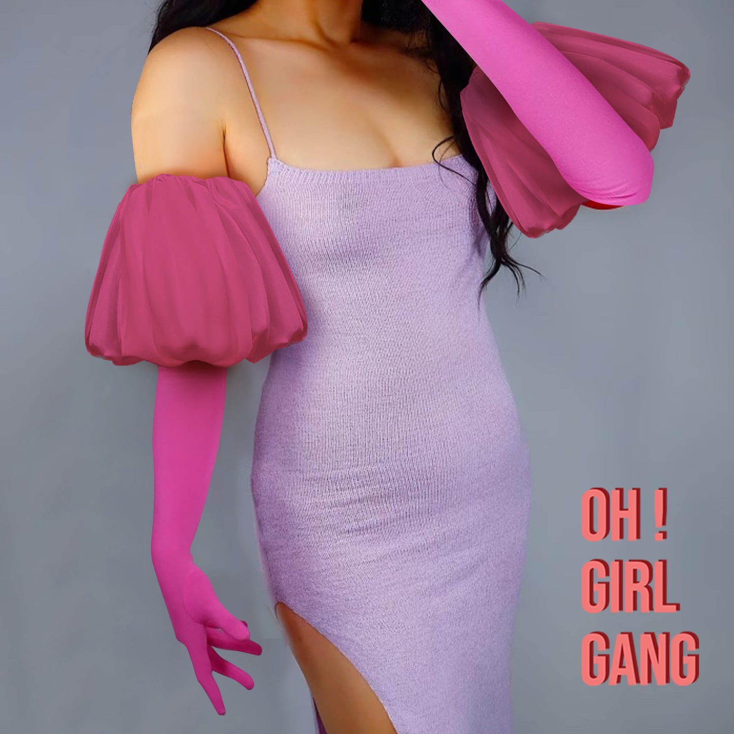 Pink Puff Opera Gloves (50 cm)