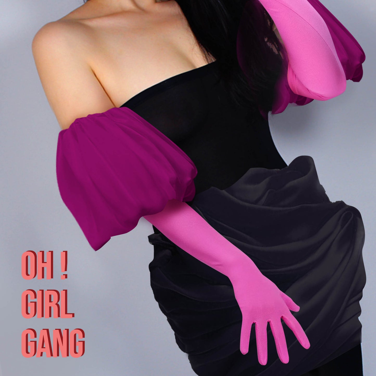Pink Puff Opera Gloves (50 cm)