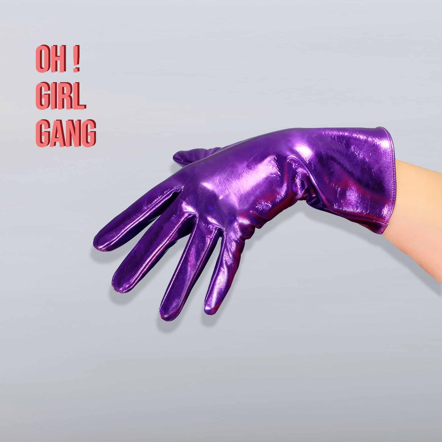 Metallic Purple PU leather Gloves (90, 70, 50, 28cm) Cyber futuristic fashion gloves, Party festival outfits, Drag Performer Dancer gloves