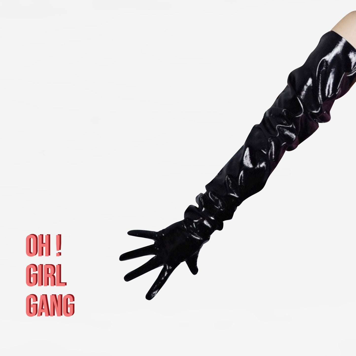 Shiny Black Patent Leather Opera Gloves (Oversized)
