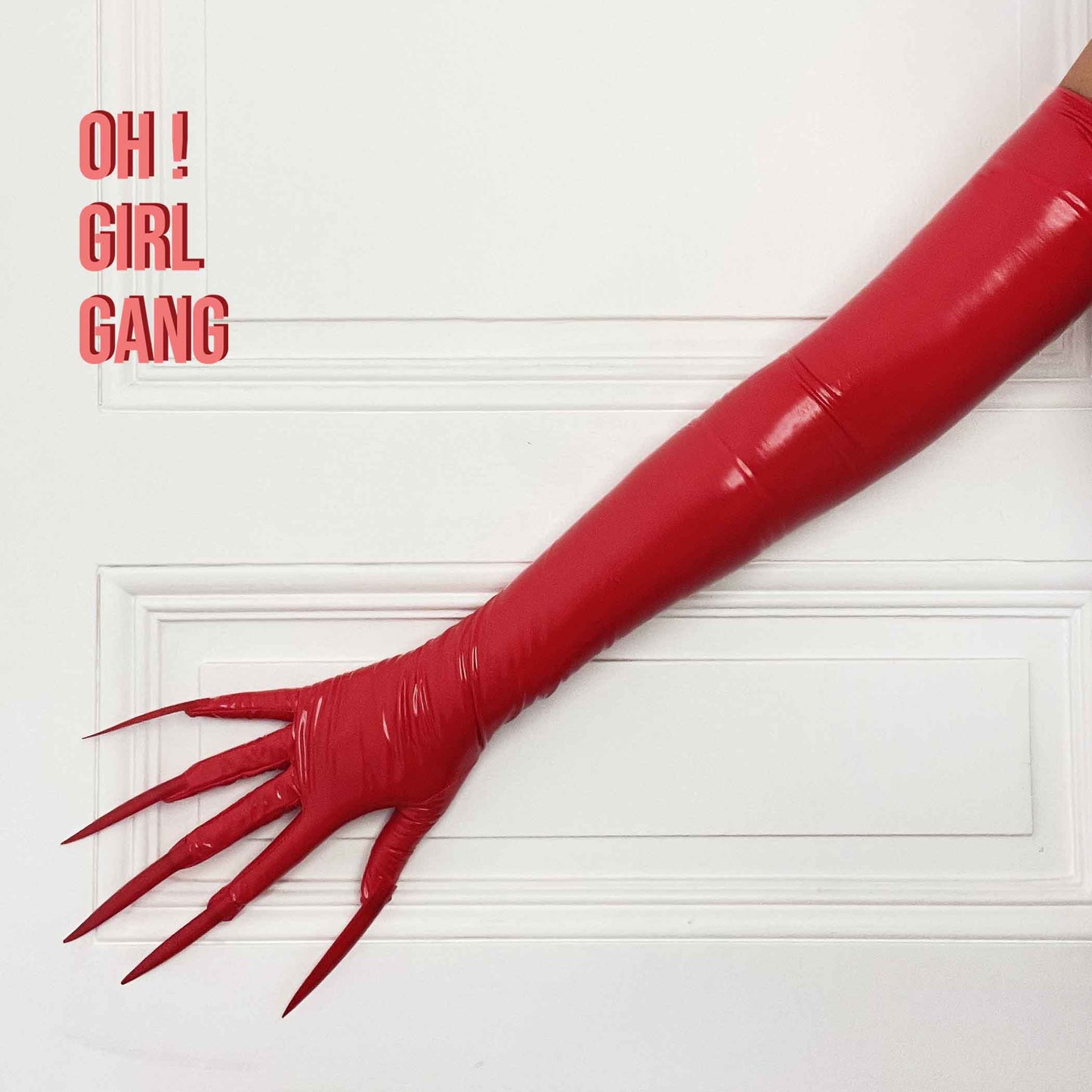 Red Long Nails Spandex Opera Gloves | Hot Red Long Devils Gloves, Drag queen, Raves, Concert Festival Stage, Costume Gloves with Nails