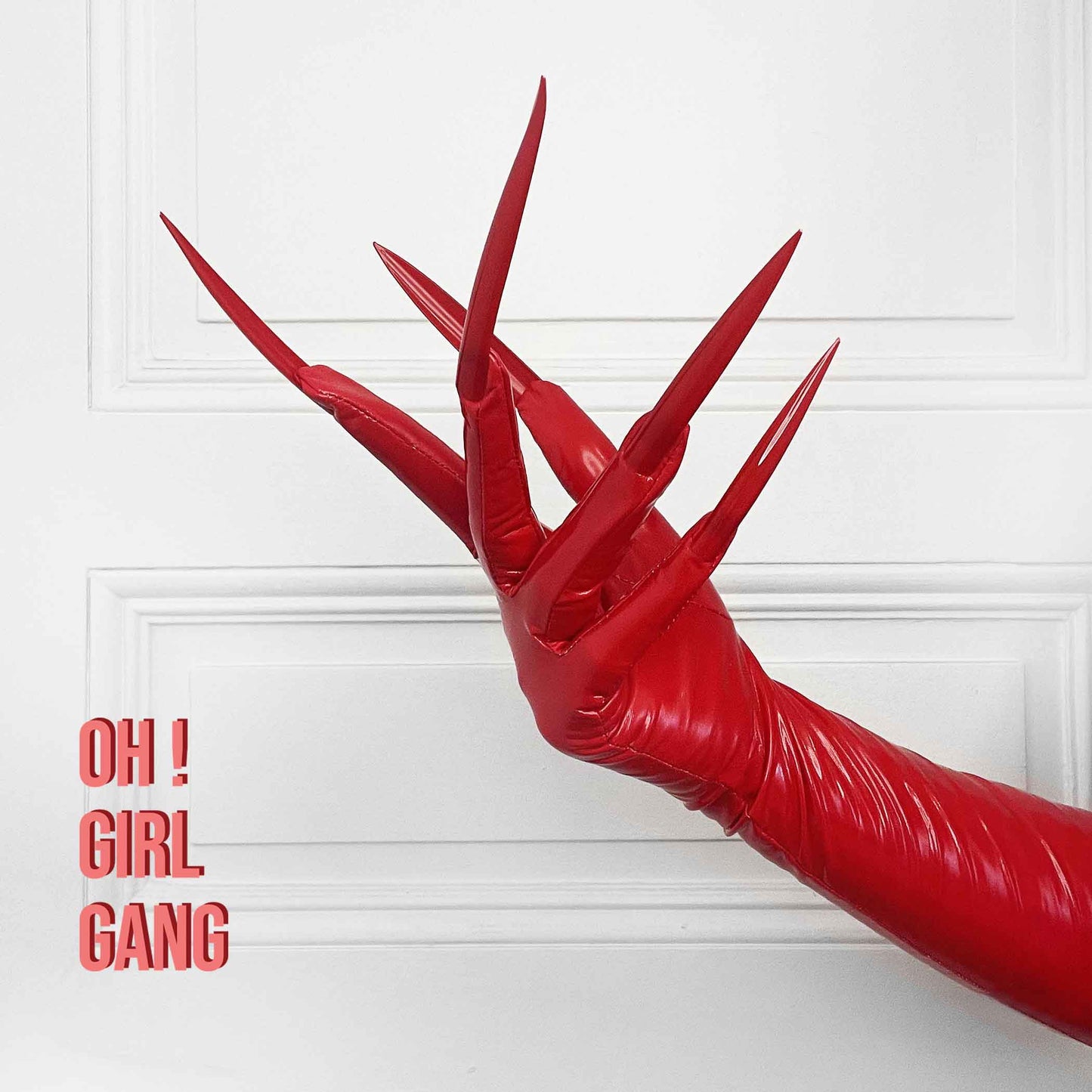 Red Long Nails Spandex Opera Gloves | Hot Red Long Devils Gloves, Drag queen, Raves, Concert Festival Stage, Costume Gloves with Nails