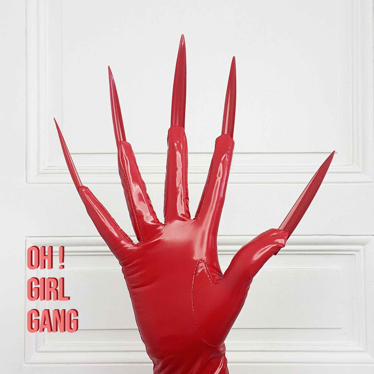 Red Long Nails Spandex Opera Gloves | Hot Red Long Devils Gloves, Drag queen, Raves, Concert Festival Stage, Costume Gloves with Nails