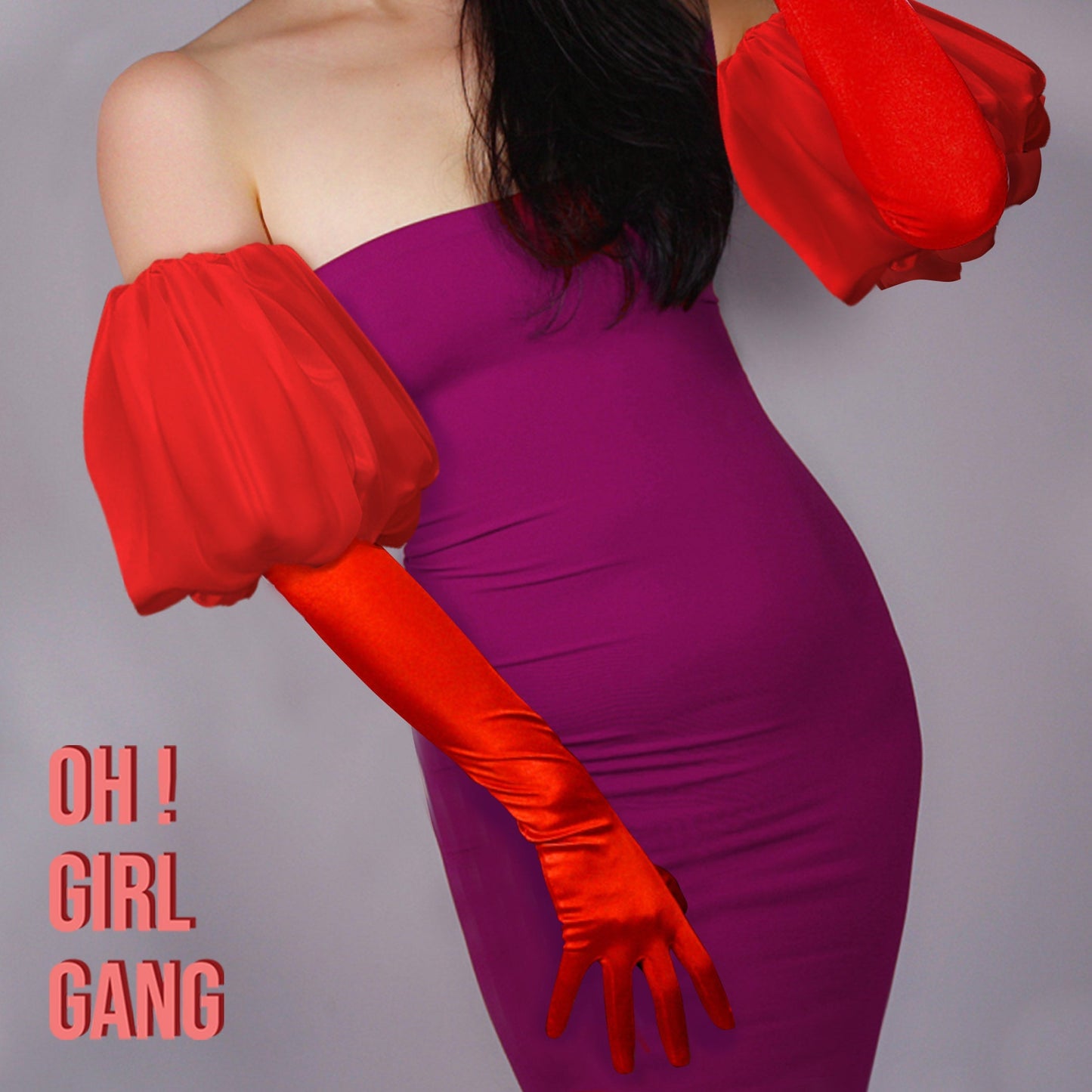Red Puff Bridal Opera Gloves (Satin)