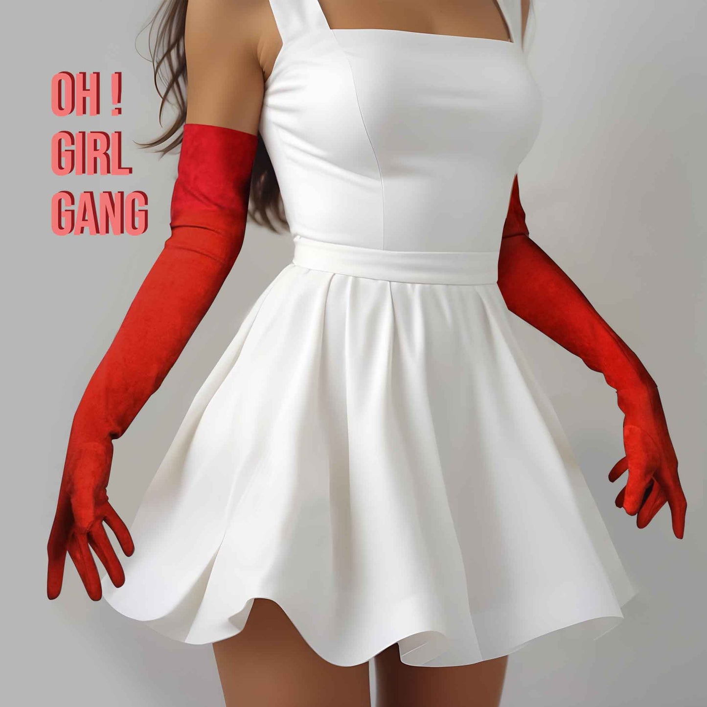 Red Suede Opera Gloves (70cm, 60cm L)