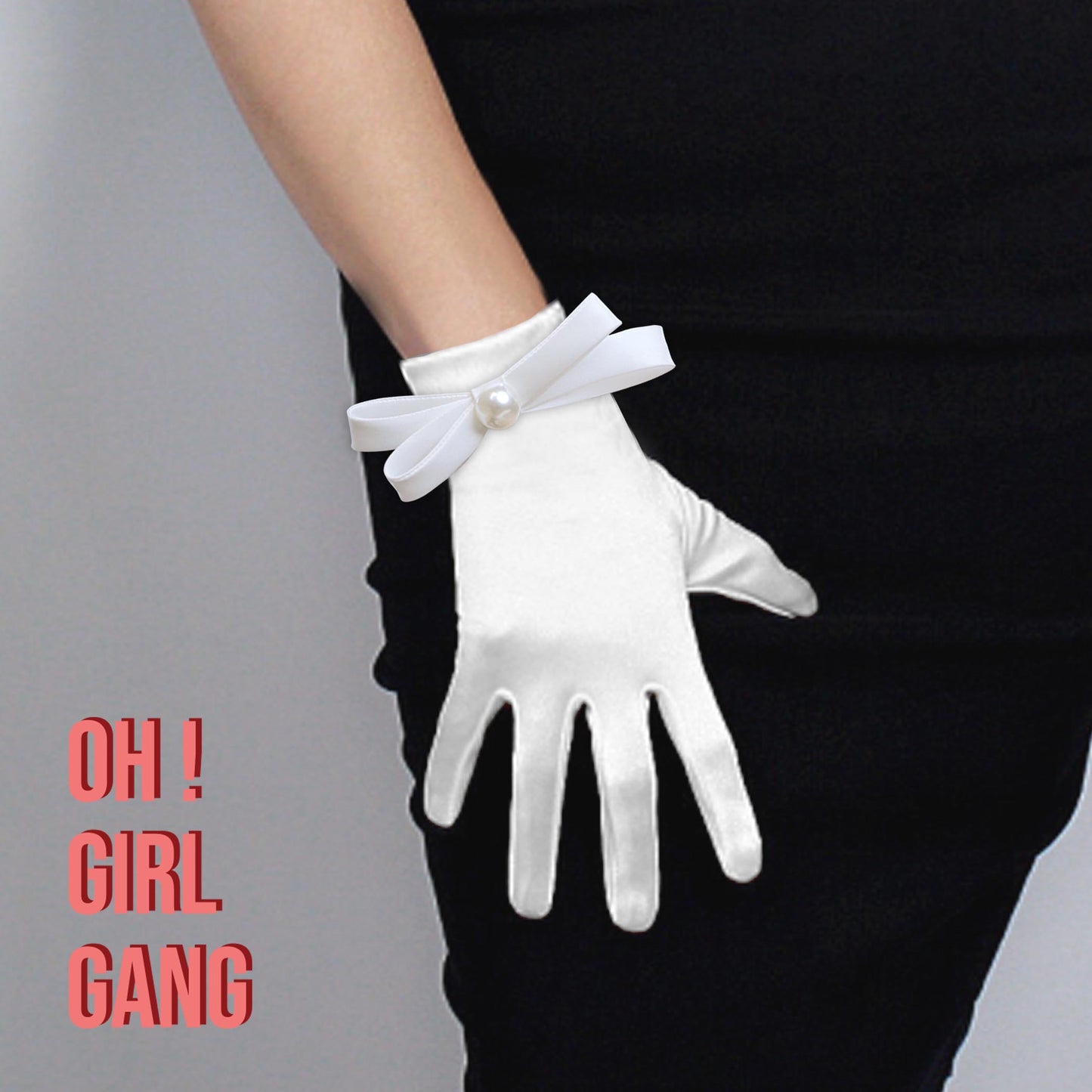 Elegant Bow Bridal Satin Short Gloves, Victoria Style Black & White Bow Wedding Gloves, Evening Gloves, Party stage performance gloves.