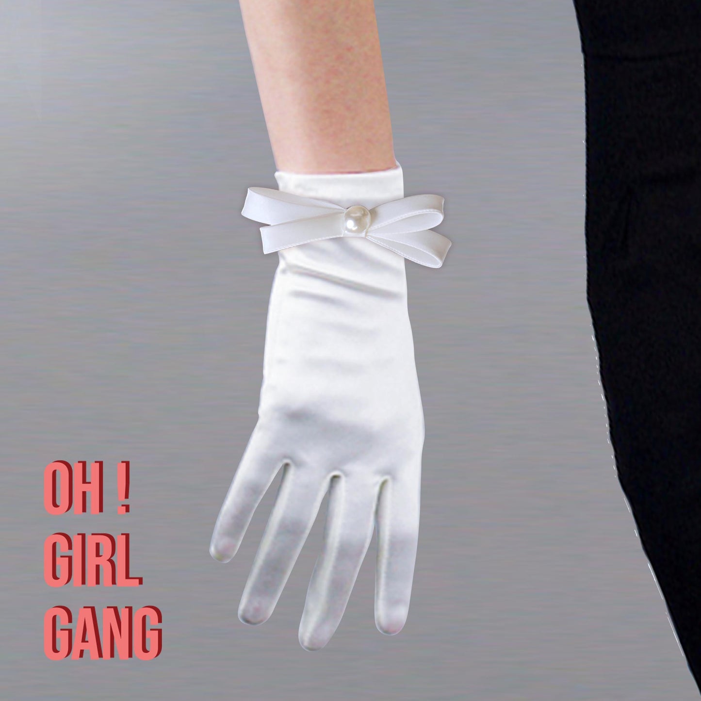 Elegant Bow Bridal Satin Short Gloves, Victoria Style Black & White Bow Wedding Gloves, Evening Gloves, Party stage performance gloves.