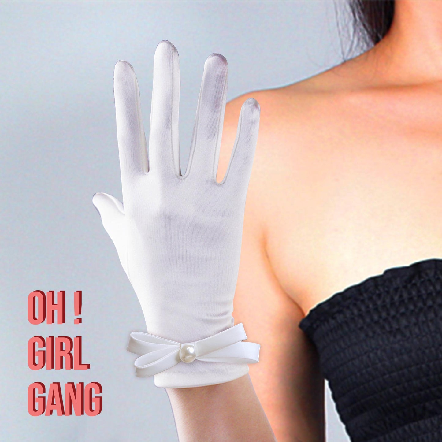 Elegant Bow Bridal Satin Short Gloves, Victoria Style Black & White Bow Wedding Gloves, Evening Gloves, Party stage performance gloves.