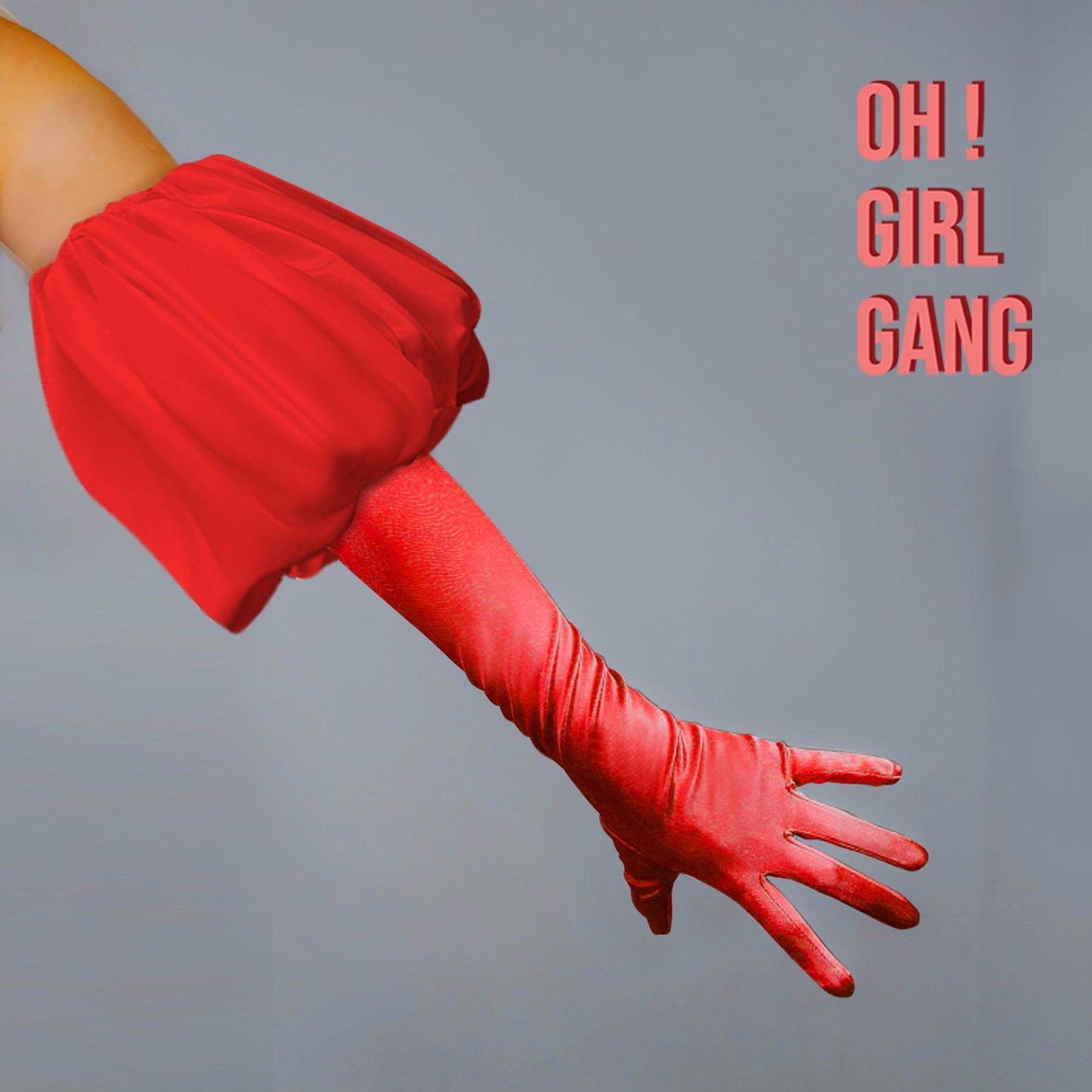 Pink Puff Bridal Opera Gloves (Satin)