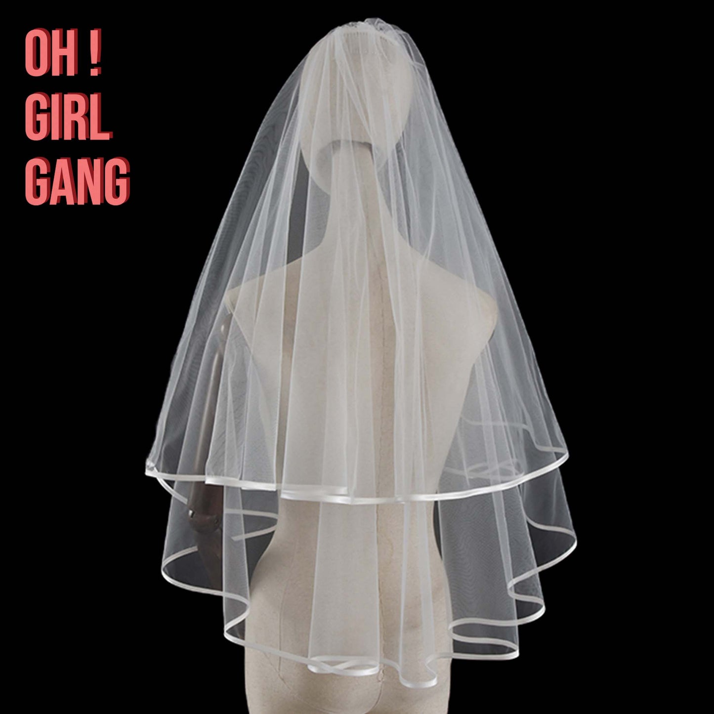 Elegant Satin EdgeWedding Veil with 4 lengths, 120,140,160,200cm, Fingertips, Floors, Ballet, Knee lengths elegant veils with fine finish