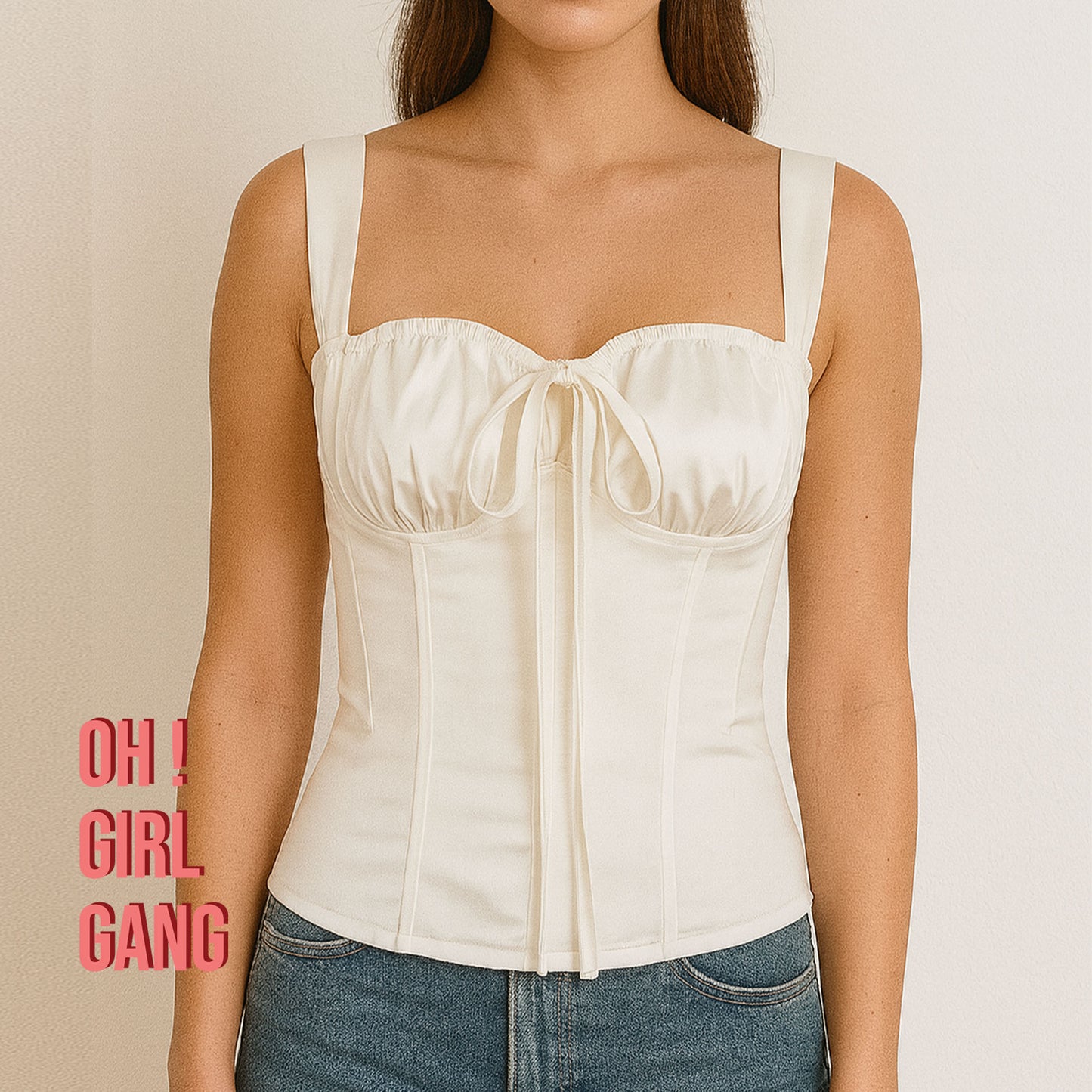 Ruched Satin Corset Top | Elegant Bustier Camisole | Party, Streetwear, or Festival Look