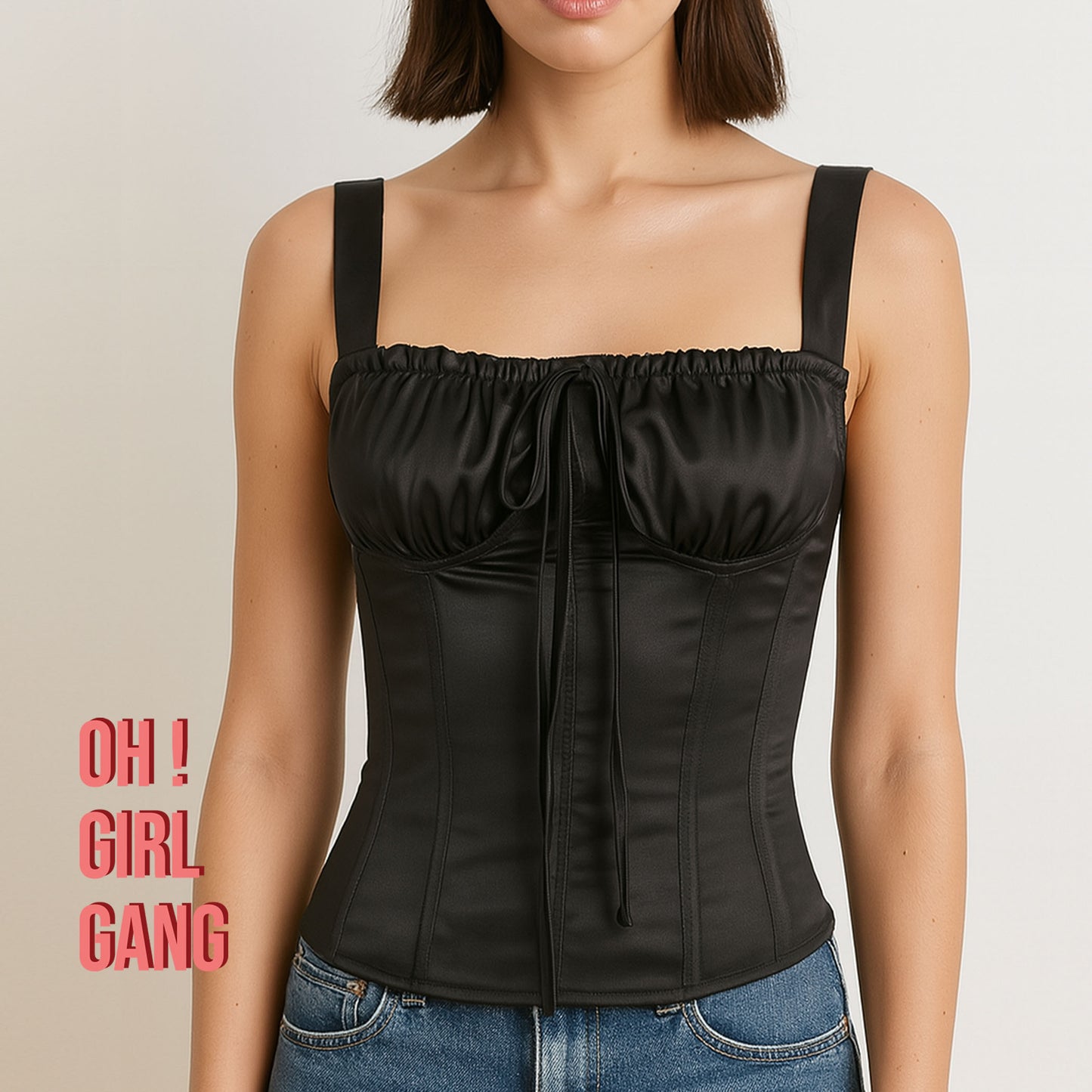Ruched Satin Corset Top | Elegant Bustier Camisole | Party, Streetwear, or Festival Look