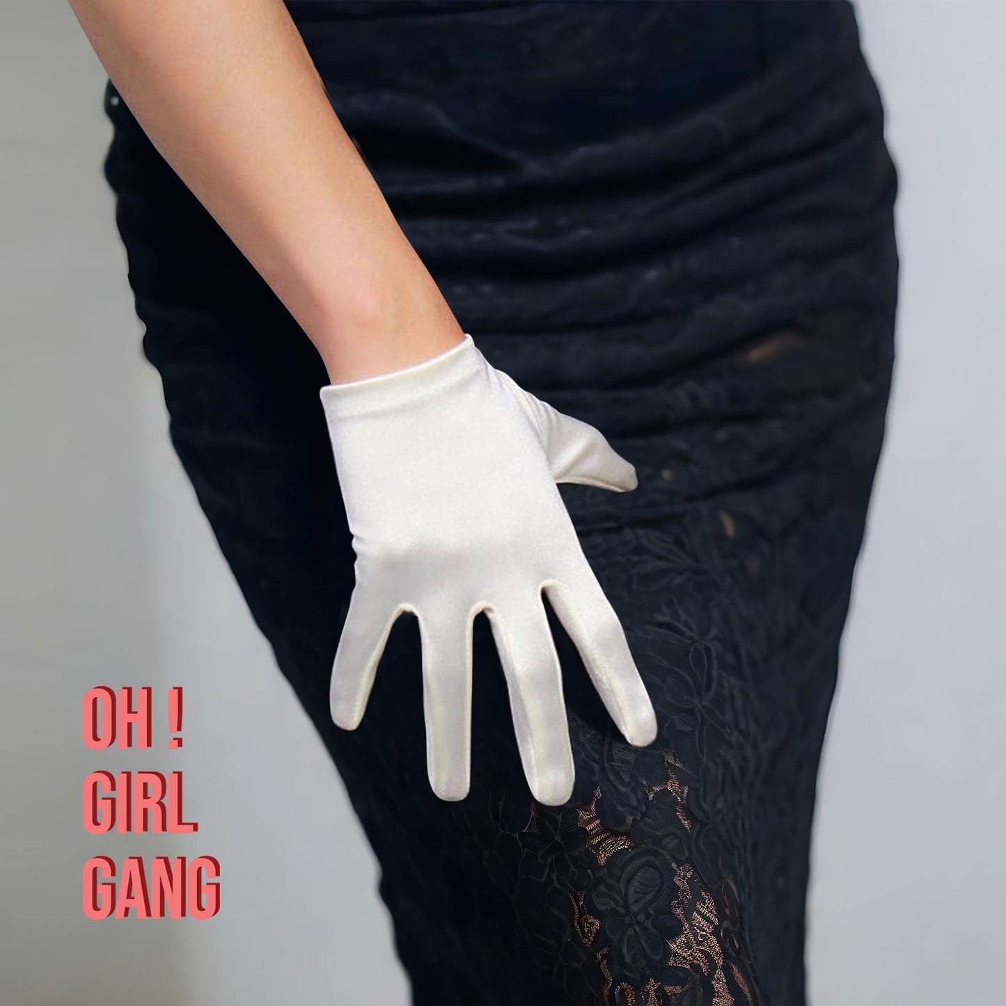White Satin Short Gloves
