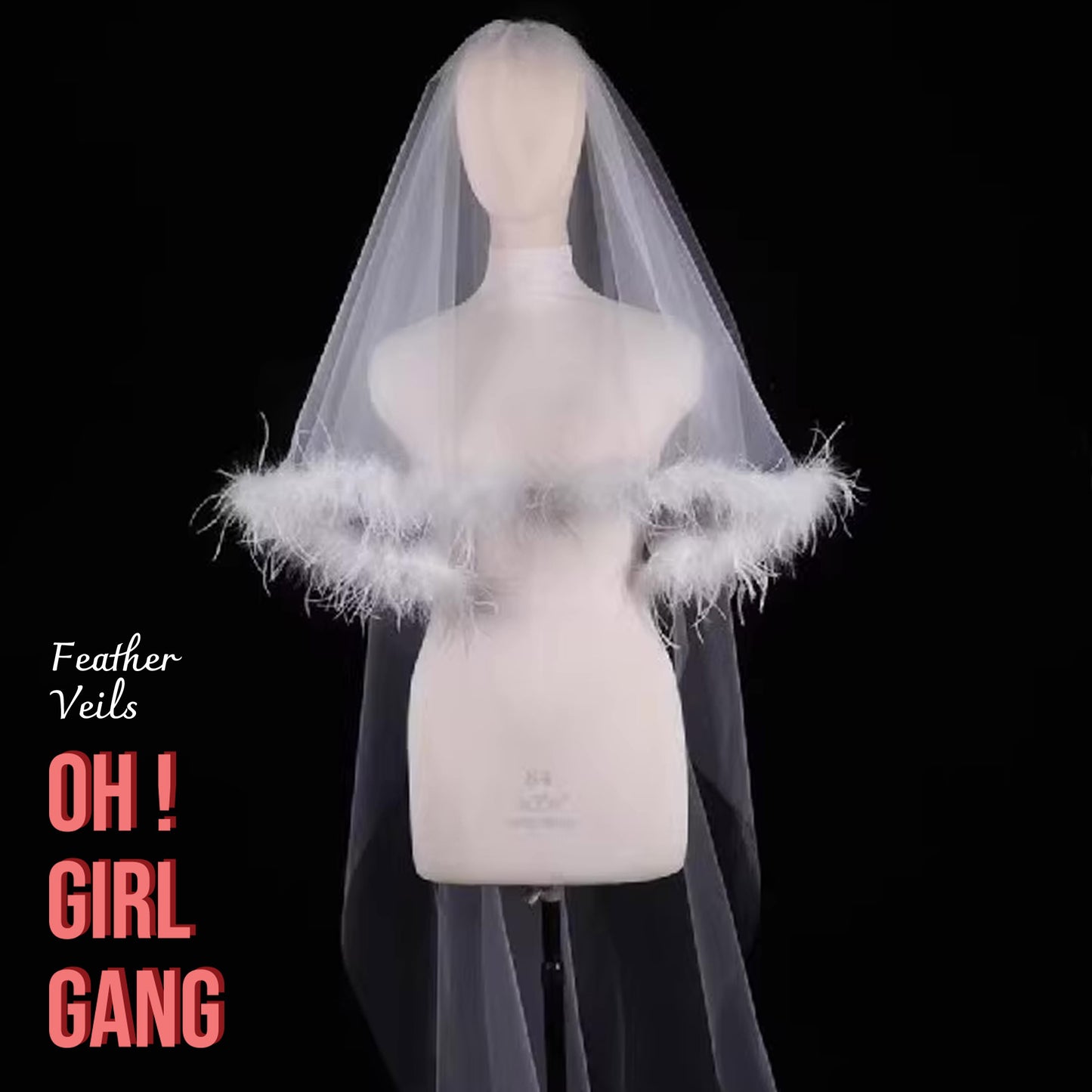 Feather Veils Very Boho: Long Chic Wedding Veils, Floor Length Veil, Fine feather Long Veils, Bridal Bachelorette Party Veils