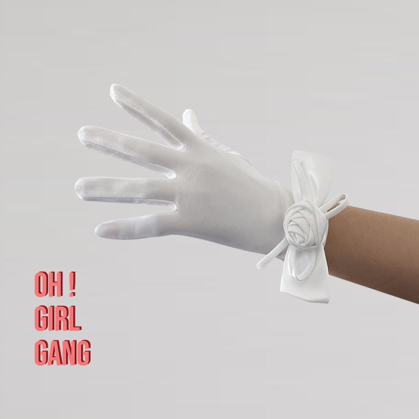 Bows with Rose Satin Short Gloves