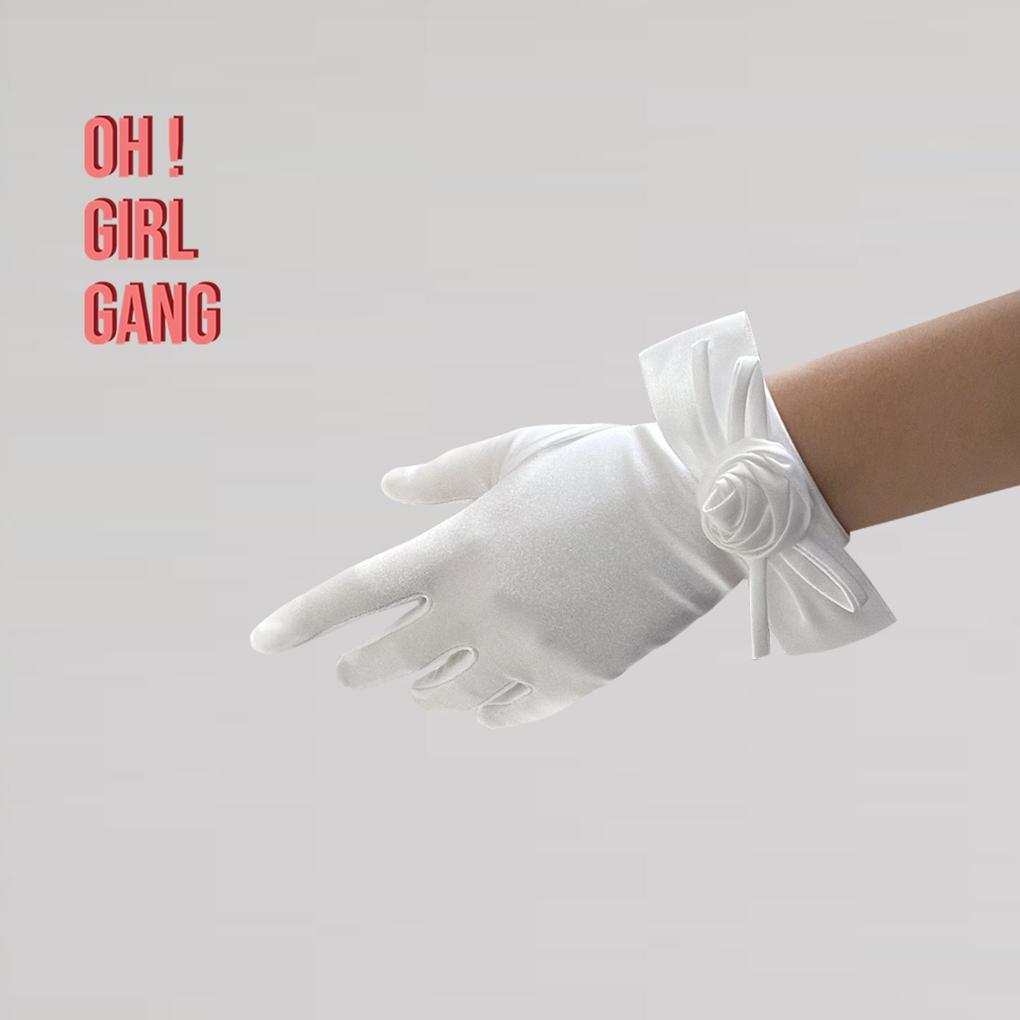 Bows with Rose Satin Short Gloves