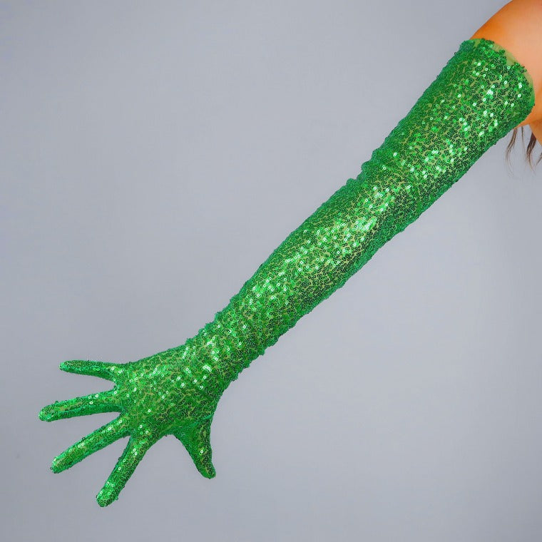 Green shinny Sequin Opera Gloves (70cm) Oh Girl Gang