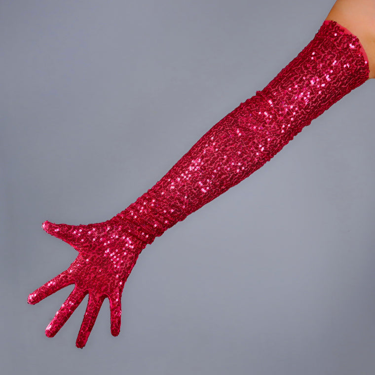 Rose Pink shinny Sequin Opera Gloves (70cm) Oh Girl Gang