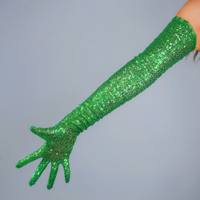 Green shinny Sequin Opera Gloves (70cm) Oh Girl Gang