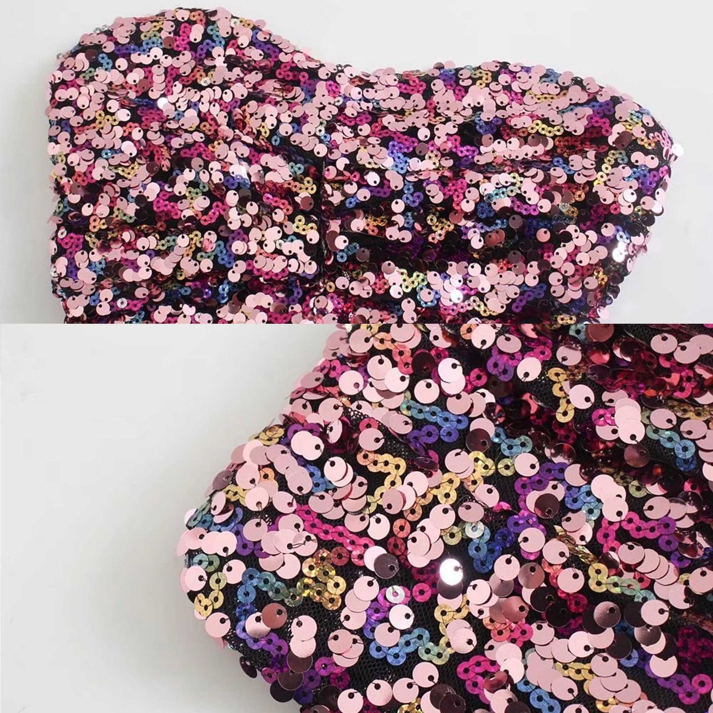 Multi-color Sequin Crop Top Corset | Pink Sequin Elastic Bustier | Party Costume | Bachelorette Party outfits | Oh Girl Gang