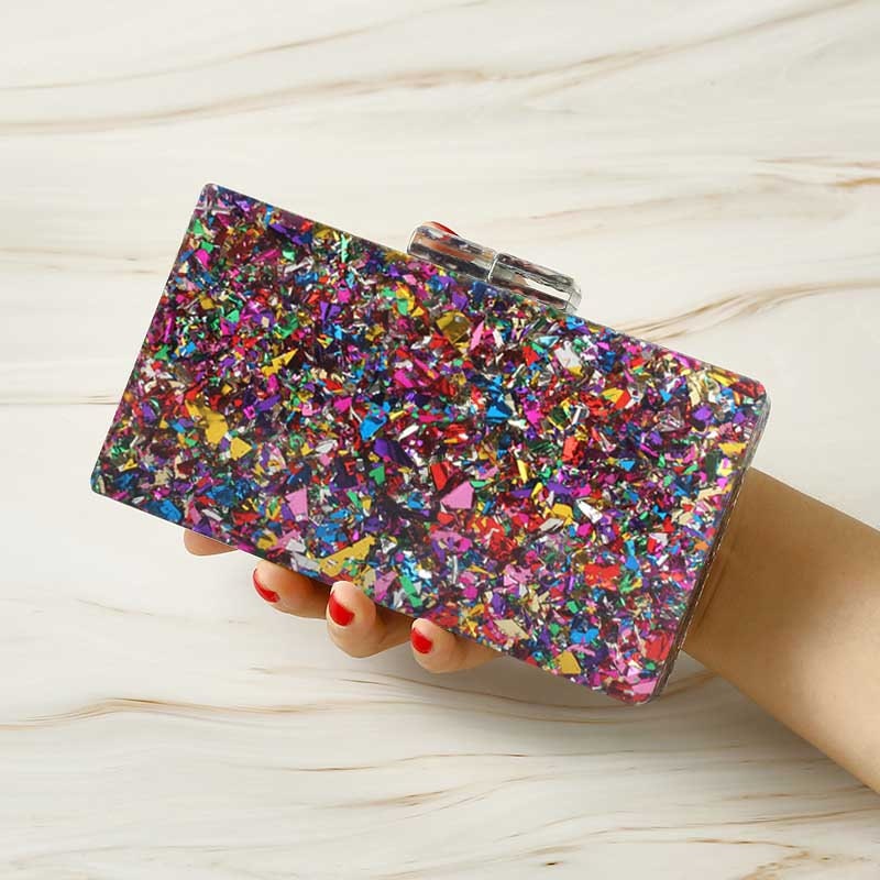 Products Glittery gold, silver, mixed colours clutch box, Summer party sequin clutch, Detachable chain Colorful small purse evening bag. Oh Girl Gang bag & Accessories