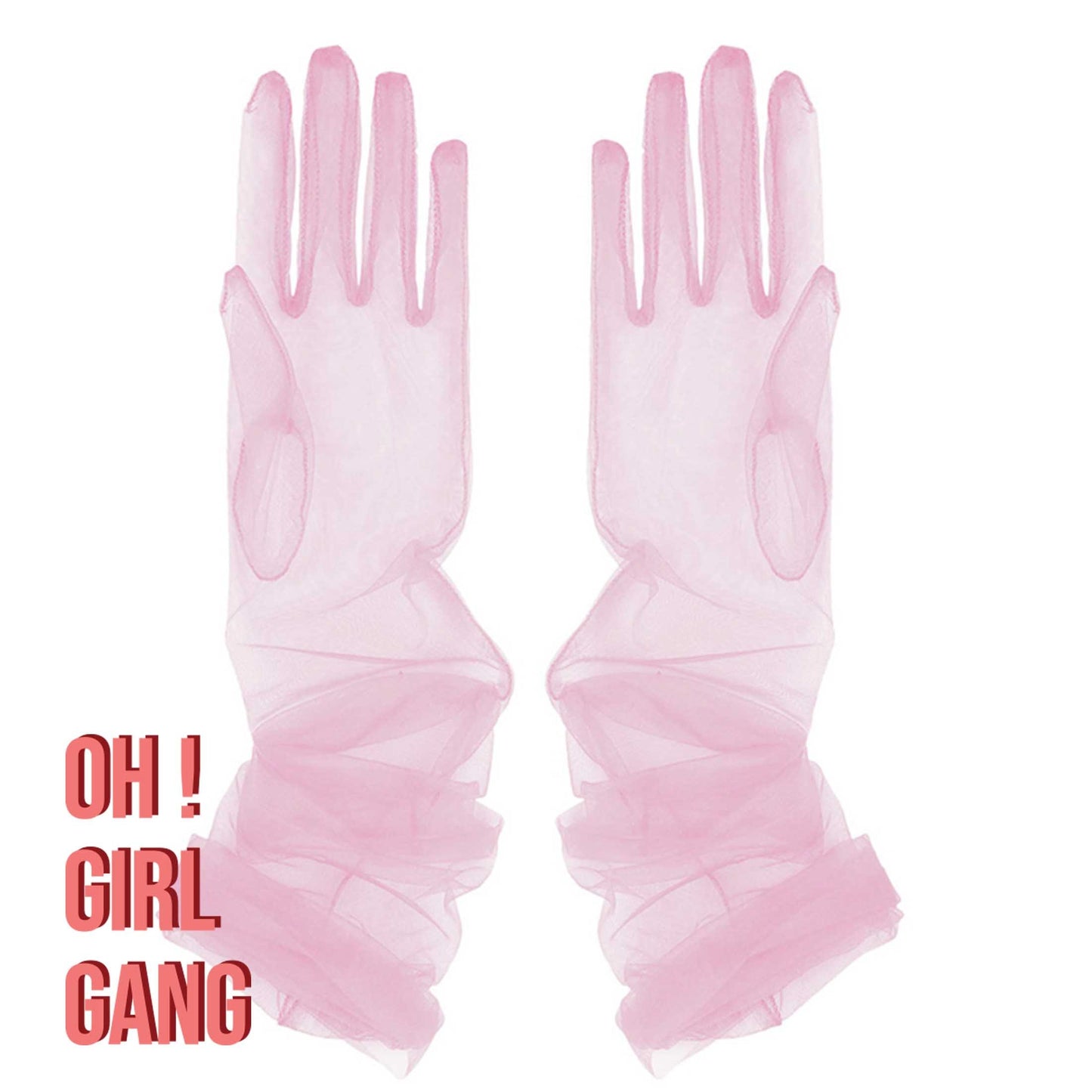 Pastel yellow sheer bridal gloves, Black long tulle gloves, Party costume gloves, Bachelorette party gloves,Summer wedding Tulle gloves. Oh Girl Gang Gloves